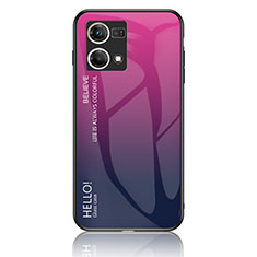 Carcasa Bumper Funda Silicona Espejo Gradiente Arco iris LS1 para Oppo F21 Pro 4G Rosa Roja