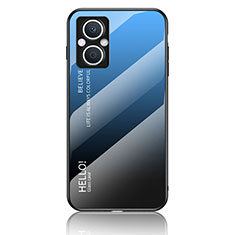 Carcasa Bumper Funda Silicona Espejo Gradiente Arco iris LS1 para Oppo F21s Pro 5G Azul