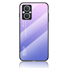 Carcasa Bumper Funda Silicona Espejo Gradiente Arco iris LS1 para Oppo F21s Pro 5G Purpura Claro