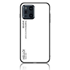 Carcasa Bumper Funda Silicona Espejo Gradiente Arco iris LS1 para Oppo Find X3 Pro 5G Blanco