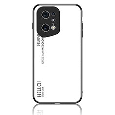 Carcasa Bumper Funda Silicona Espejo Gradiente Arco iris LS1 para Oppo Find X5 Pro 5G Blanco