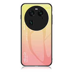 Carcasa Bumper Funda Silicona Espejo Gradiente Arco iris LS1 para Oppo Find X6 5G Amarillo