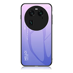 Carcasa Bumper Funda Silicona Espejo Gradiente Arco iris LS1 para Oppo Find X6 Pro 5G Purpura Claro