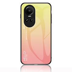 Carcasa Bumper Funda Silicona Espejo Gradiente Arco iris LS1 para Oppo Reno10 5G Amarillo