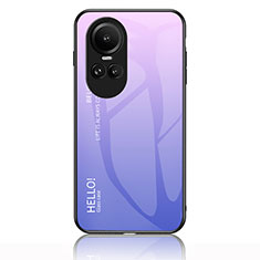 Carcasa Bumper Funda Silicona Espejo Gradiente Arco iris LS1 para Oppo Reno10 5G Purpura Claro