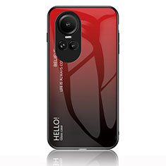 Carcasa Bumper Funda Silicona Espejo Gradiente Arco iris LS1 para Oppo Reno10 5G Rojo