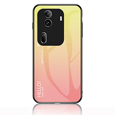 Carcasa Bumper Funda Silicona Espejo Gradiente Arco iris LS1 para Oppo Reno11 Pro 5G Amarillo