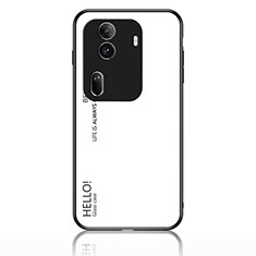 Carcasa Bumper Funda Silicona Espejo Gradiente Arco iris LS1 para Oppo Reno11 Pro 5G Blanco