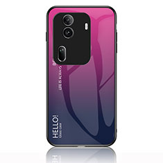 Carcasa Bumper Funda Silicona Espejo Gradiente Arco iris LS1 para Oppo Reno11 Pro 5G Rosa Roja