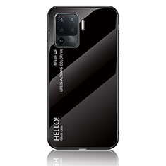 Carcasa Bumper Funda Silicona Espejo Gradiente Arco iris LS1 para Oppo Reno5 Lite Negro