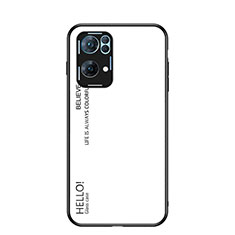 Carcasa Bumper Funda Silicona Espejo Gradiente Arco iris LS1 para Oppo Reno7 Pro 5G Blanco