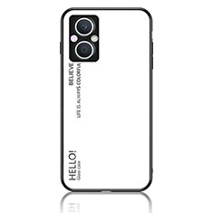 Carcasa Bumper Funda Silicona Espejo Gradiente Arco iris LS1 para Oppo Reno7 Z 5G Blanco