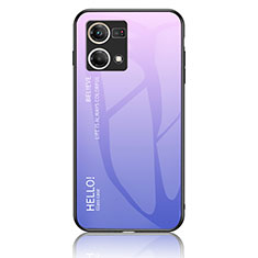 Carcasa Bumper Funda Silicona Espejo Gradiente Arco iris LS1 para Oppo Reno8 4G Purpura Claro