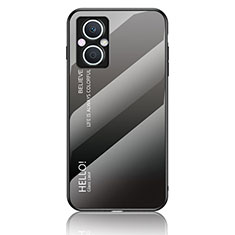 Carcasa Bumper Funda Silicona Espejo Gradiente Arco iris LS1 para Oppo Reno8 Lite 5G Gris Oscuro