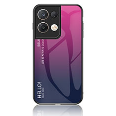 Carcasa Bumper Funda Silicona Espejo Gradiente Arco iris LS1 para Oppo Reno8 Pro 5G Rosa Roja