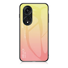 Carcasa Bumper Funda Silicona Espejo Gradiente Arco iris LS1 para Oppo Reno8 T 4G Amarillo