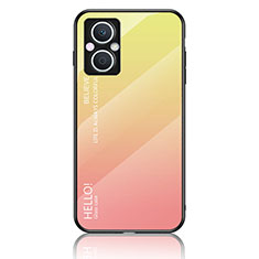 Carcasa Bumper Funda Silicona Espejo Gradiente Arco iris LS1 para Oppo Reno8 Z 5G Amarillo