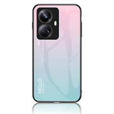 Carcasa Bumper Funda Silicona Espejo Gradiente Arco iris LS1 para Realme 10 Pro+ Plus 5G Cian