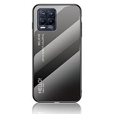 Carcasa Bumper Funda Silicona Espejo Gradiente Arco iris LS1 para Realme 8 4G Gris Oscuro