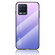 Carcasa Bumper Funda Silicona Espejo Gradiente Arco iris LS1 para Realme 8 Pro Purpura Claro