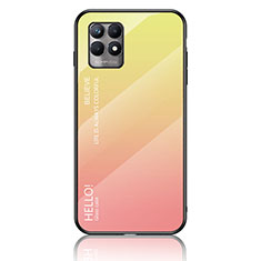 Carcasa Bumper Funda Silicona Espejo Gradiente Arco iris LS1 para Realme 8i Amarillo