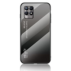 Carcasa Bumper Funda Silicona Espejo Gradiente Arco iris LS1 para Realme 8i Gris Oscuro