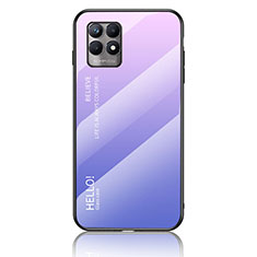 Carcasa Bumper Funda Silicona Espejo Gradiente Arco iris LS1 para Realme 8i Purpura Claro