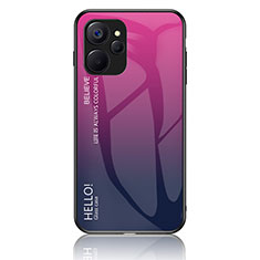 Carcasa Bumper Funda Silicona Espejo Gradiente Arco iris LS1 para Realme 9i 5G Rosa Roja
