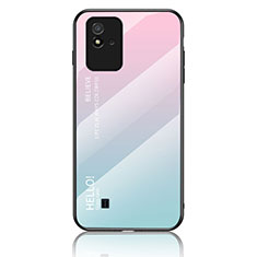 Carcasa Bumper Funda Silicona Espejo Gradiente Arco iris LS1 para Realme C20 Cian