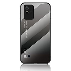 Carcasa Bumper Funda Silicona Espejo Gradiente Arco iris LS1 para Realme C20 Gris Oscuro