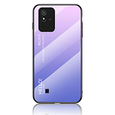 Carcasa Bumper Funda Silicona Espejo Gradiente Arco iris LS1 para Realme C20 Purpura Claro