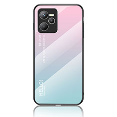 Carcasa Bumper Funda Silicona Espejo Gradiente Arco iris LS1 para Realme C35 Cian