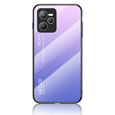 Carcasa Bumper Funda Silicona Espejo Gradiente Arco iris LS1 para Realme C35 Purpura Claro