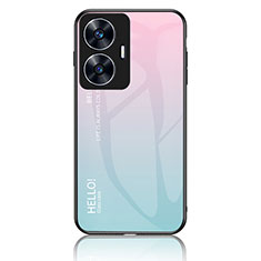 Carcasa Bumper Funda Silicona Espejo Gradiente Arco iris LS1 para Realme C55 Cian