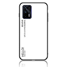 Carcasa Bumper Funda Silicona Espejo Gradiente Arco iris LS1 para Realme GT 5G Blanco