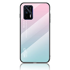 Carcasa Bumper Funda Silicona Espejo Gradiente Arco iris LS1 para Realme GT 5G Cian