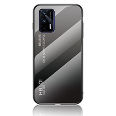 Carcasa Bumper Funda Silicona Espejo Gradiente Arco iris LS1 para Realme GT 5G Gris Oscuro