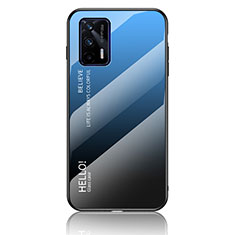 Carcasa Bumper Funda Silicona Espejo Gradiente Arco iris LS1 para Realme GT Neo 2T 5G Azul