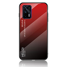 Carcasa Bumper Funda Silicona Espejo Gradiente Arco iris LS1 para Realme GT Neo 2T 5G Rojo