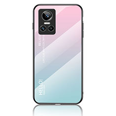 Carcasa Bumper Funda Silicona Espejo Gradiente Arco iris LS1 para Realme GT Neo3 5G Cian