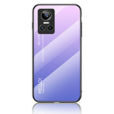 Carcasa Bumper Funda Silicona Espejo Gradiente Arco iris LS1 para Realme GT Neo3 5G Purpura Claro