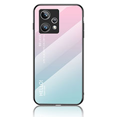 Carcasa Bumper Funda Silicona Espejo Gradiente Arco iris LS1 para Realme Narzo 50 Pro 5G Cian