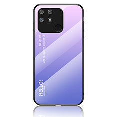 Carcasa Bumper Funda Silicona Espejo Gradiente Arco iris LS1 para Realme Narzo 50A Purpura Claro