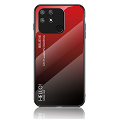 Carcasa Bumper Funda Silicona Espejo Gradiente Arco iris LS1 para Realme Narzo 50A Rojo