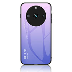 Carcasa Bumper Funda Silicona Espejo Gradiente Arco iris LS1 para Realme Narzo 60 Pro 5G Purpura Claro