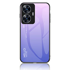 Carcasa Bumper Funda Silicona Espejo Gradiente Arco iris LS1 para Realme Narzo N55 Purpura Claro