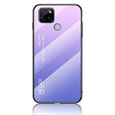 Carcasa Bumper Funda Silicona Espejo Gradiente Arco iris LS1 para Realme Q2i 5G Purpura Claro