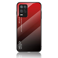 Carcasa Bumper Funda Silicona Espejo Gradiente Arco iris LS1 para Realme Q3i 5G Rojo