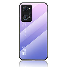 Carcasa Bumper Funda Silicona Espejo Gradiente Arco iris LS1 para Realme Q5 Pro 5G Purpura Claro