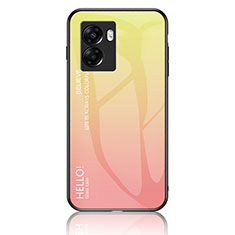 Carcasa Bumper Funda Silicona Espejo Gradiente Arco iris LS1 para Realme Q5i 5G Amarillo